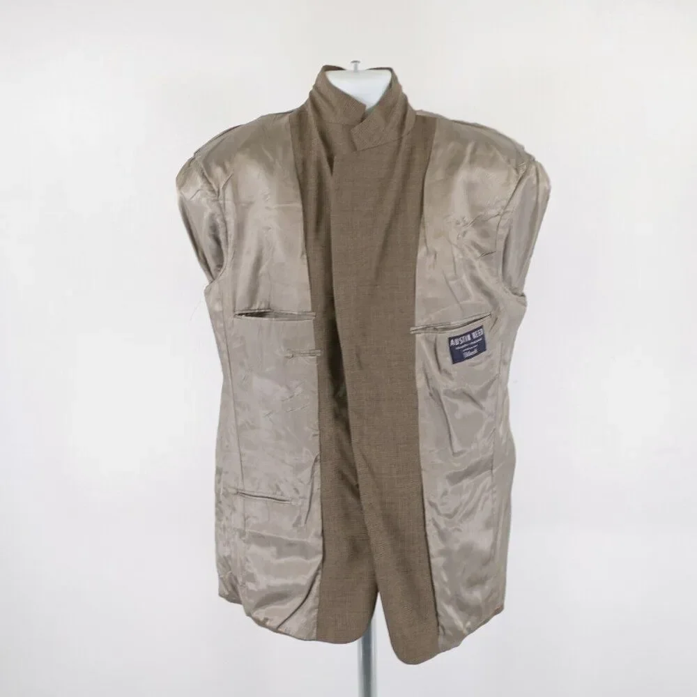 Austin Reed Woven Wool Beige‎ Tan Check 3 Button Blazer / Sport Coat 40R